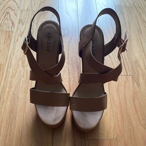 Nude platform heels